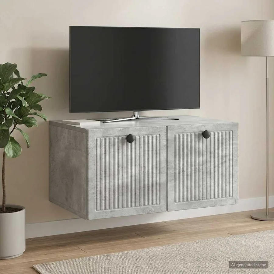 Meuble TV mural Gris béton 59,5 x 41 x 30 cm Bois d'ingénierie