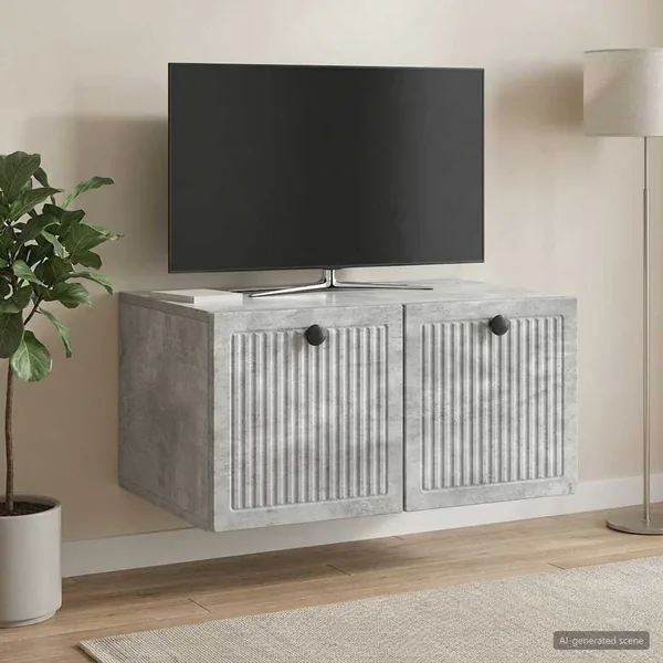 Meuble TV mural Gris béton 59,5 x 41 x 30 cm Bois d'ingénierie
