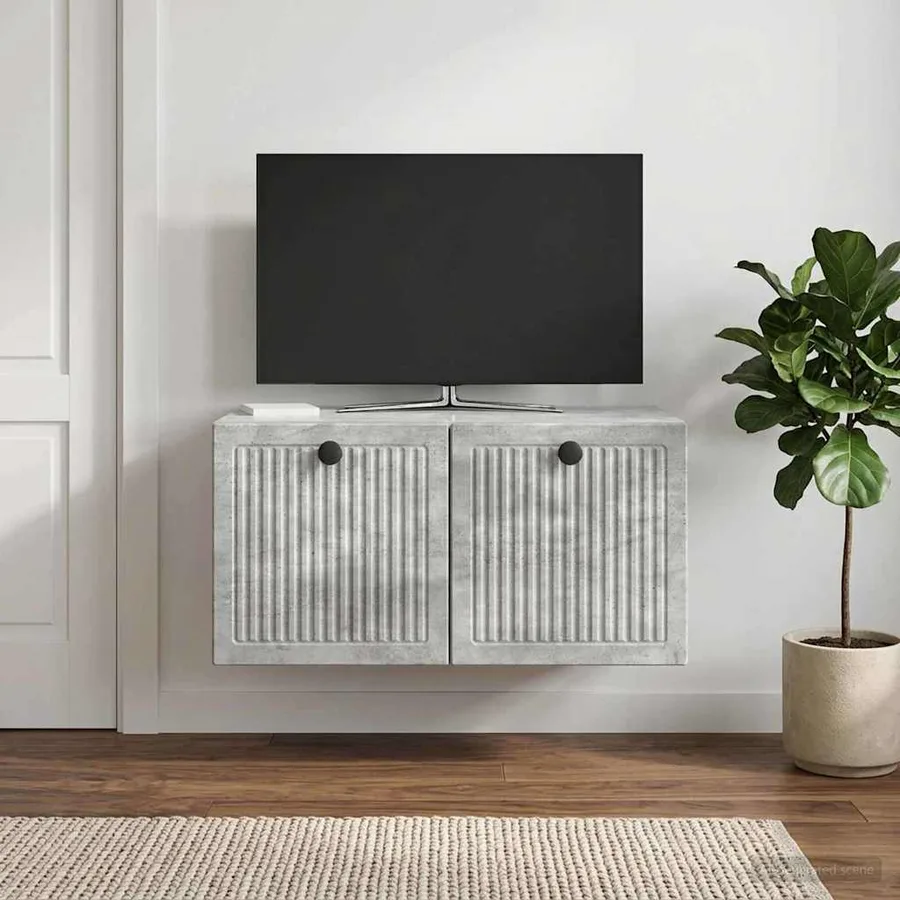 Meuble TV mural Gris béton 59,5 x 41 x 30 cm Bois d'ingénierie - 4