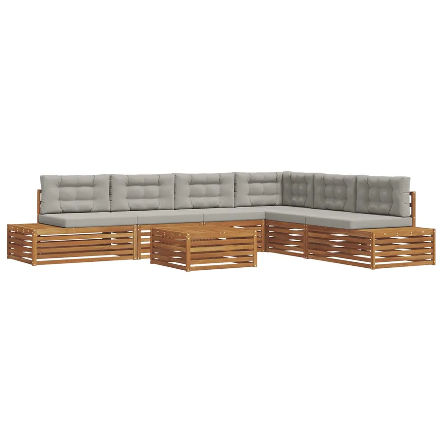 Ensemble de canapés d'extérieur 7 Pièce Gris Naturel et Clair - 2