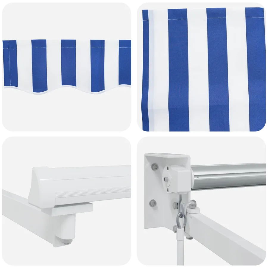 Auvent rétractable Bleu et Blanc 3,5 x 2 m - 7
