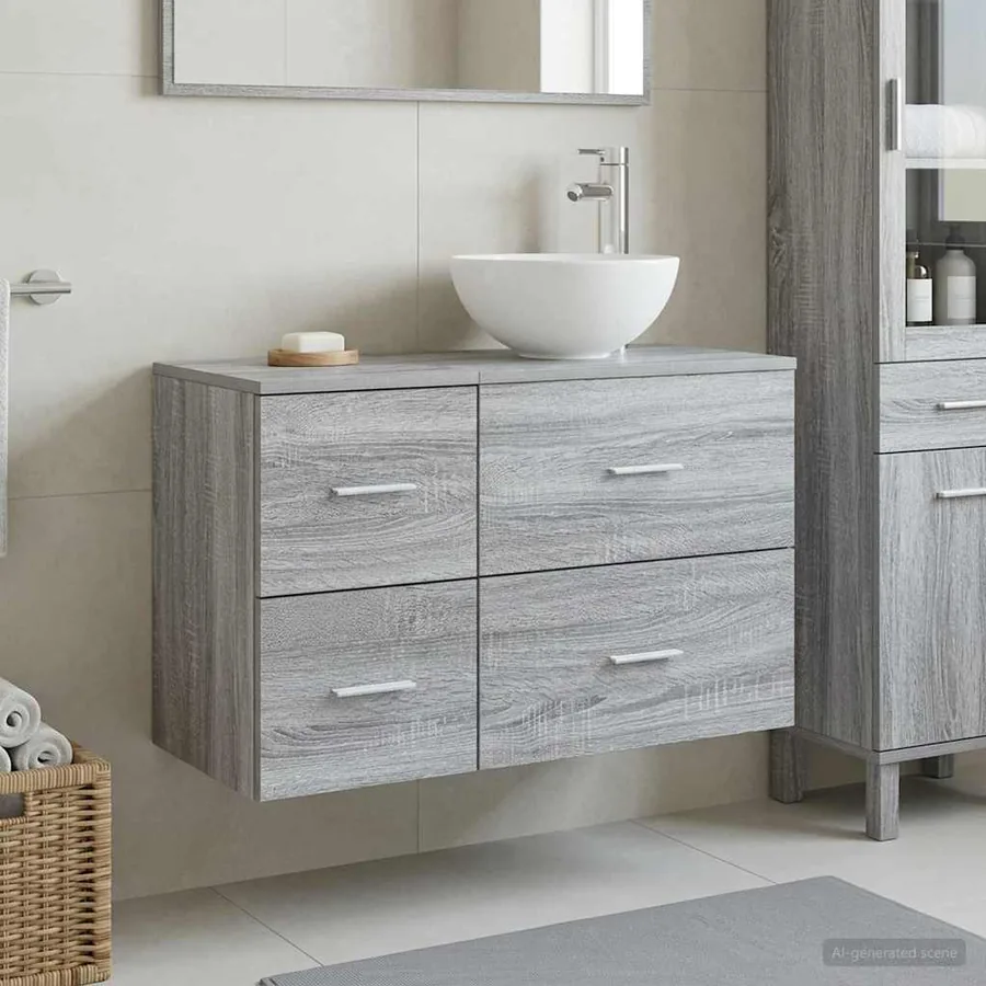 Ensemble de mobilier de salle de bain 2 pcs Sonoma gris