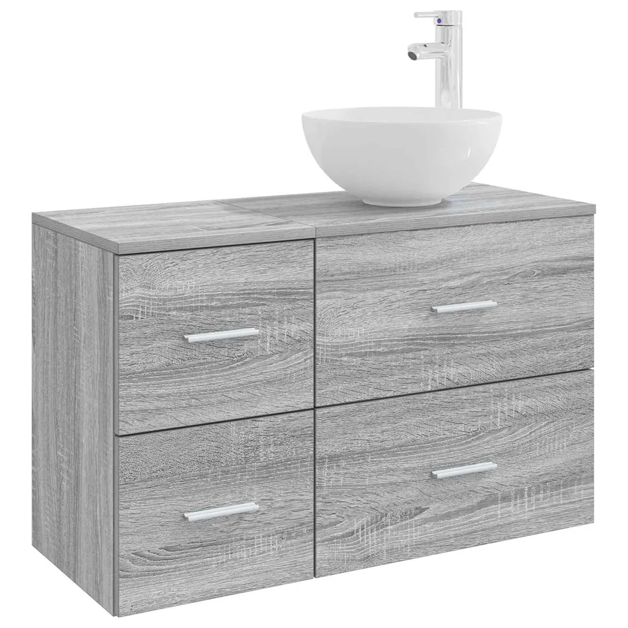 Ensemble de mobilier de salle de bain 2 pcs Sonoma gris - 2