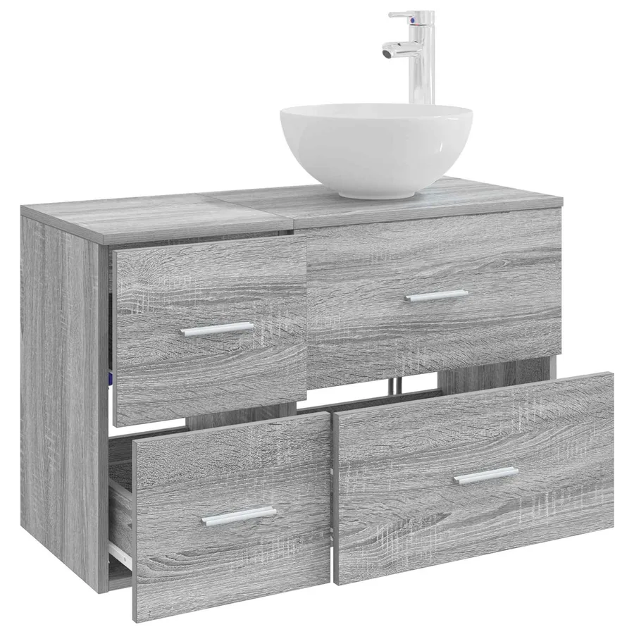 Ensemble de mobilier de salle de bain 2 pcs Sonoma gris - 3