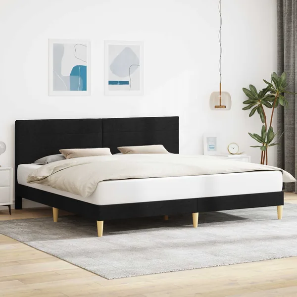 Cadre de lit avec tête de lit Noir 180 x 200 cm Tissu