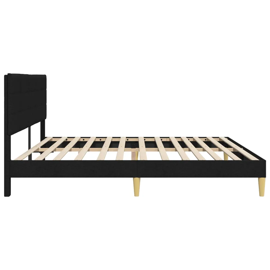 Cadre de lit avec tête de lit Noir 180 x 200 cm Tissu - 5