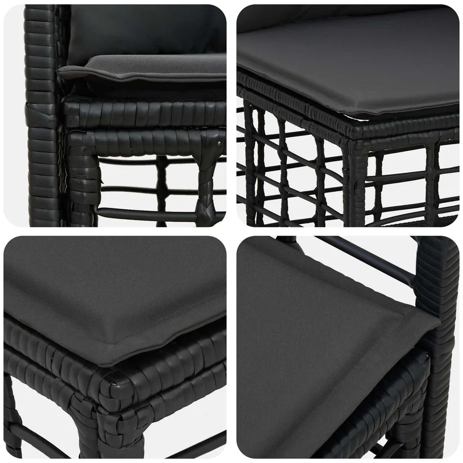 Ensemble de canapés d'extérieur 10 pcs Noir et Gris foncé - 6