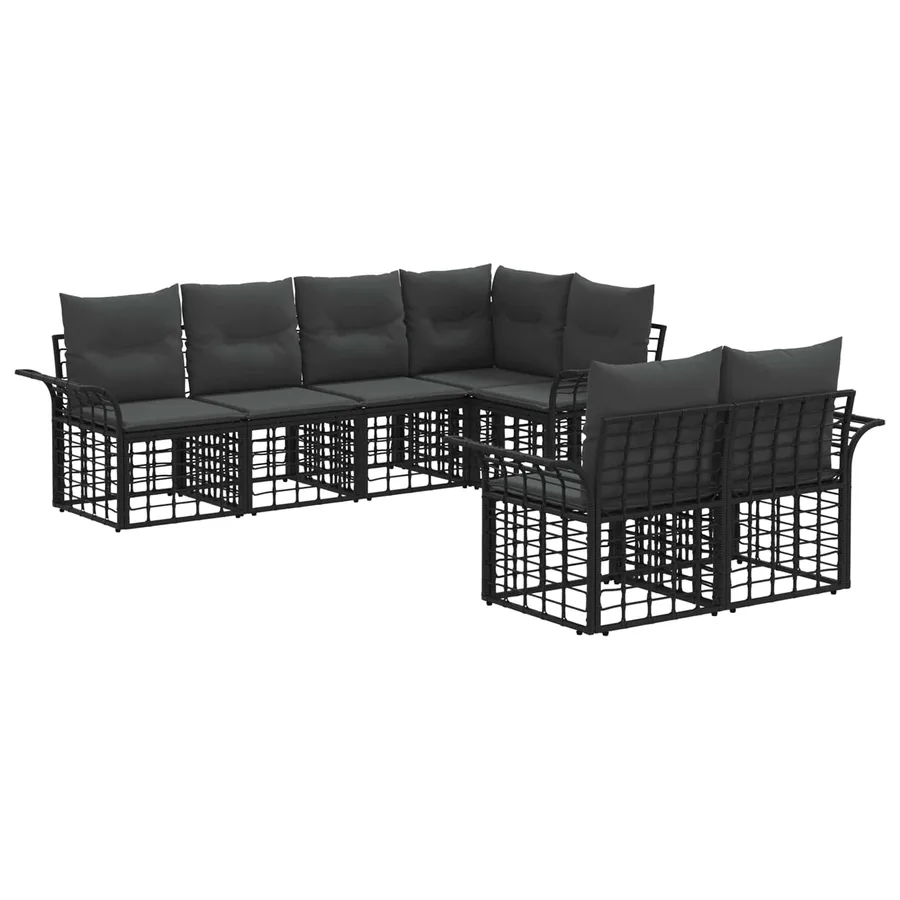 Ensemble de canapés d'extérieur 7 pcs Noir et Gris foncé - 2