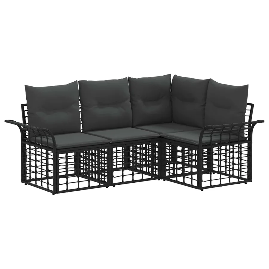 Ensemble de canapés d'extérieur 4 pcs Noir et Gris foncé - 2