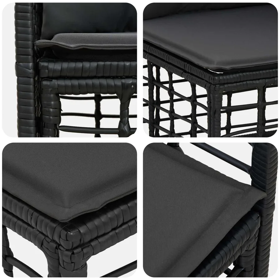 Ensemble de canapés d'extérieur 4 pcs Noir et Gris foncé - 6