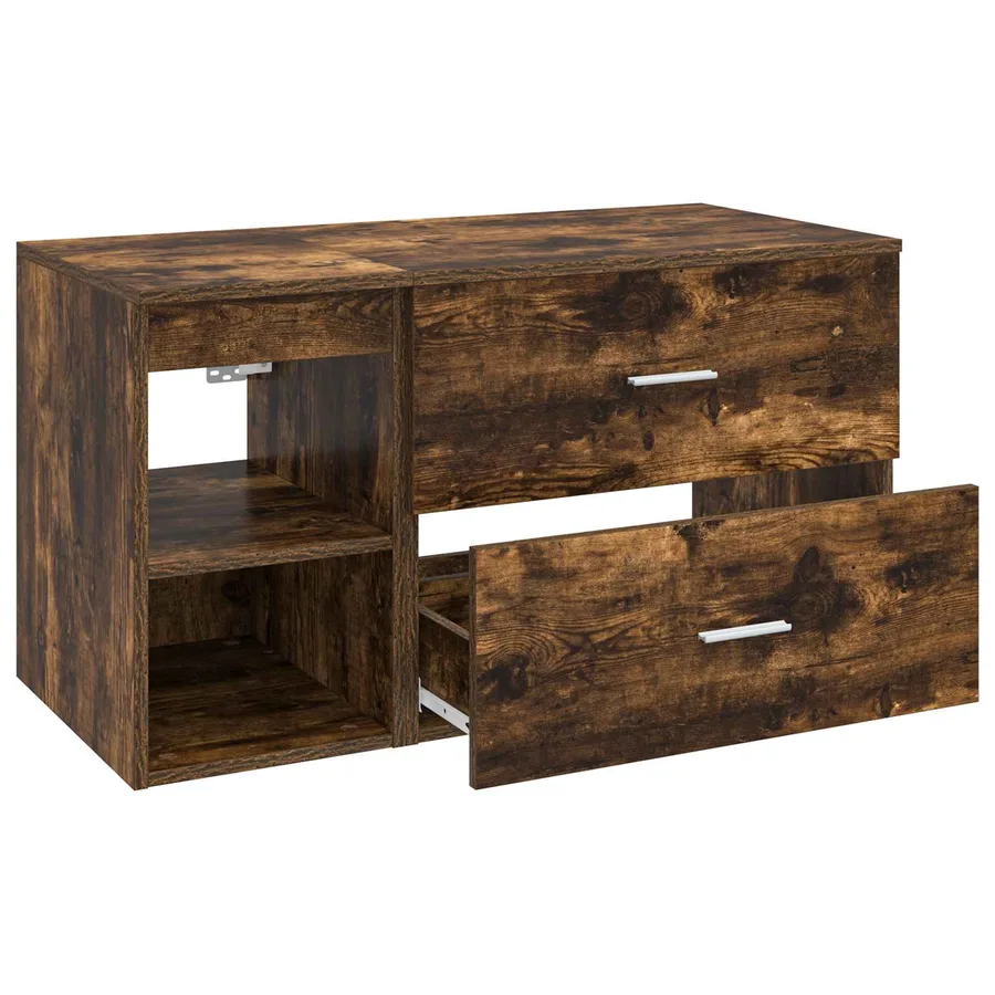 Ensemble de mobilier de salle de bain 2 pcs Chêne fumé - 4