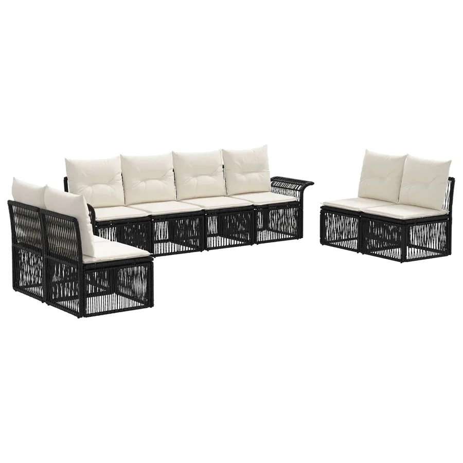 Ensemble de canapé de jardin 8 pcs Noir polyrotin - 2