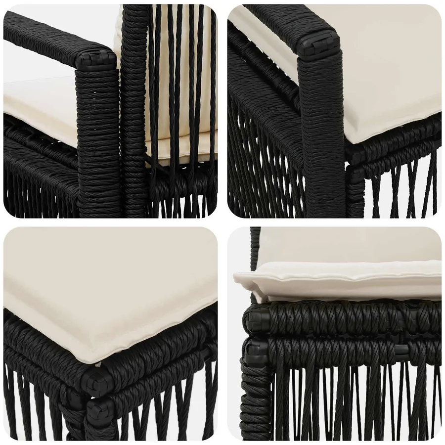 Ensemble de canapé de jardin 12 pcs Noir polyrotin - 6