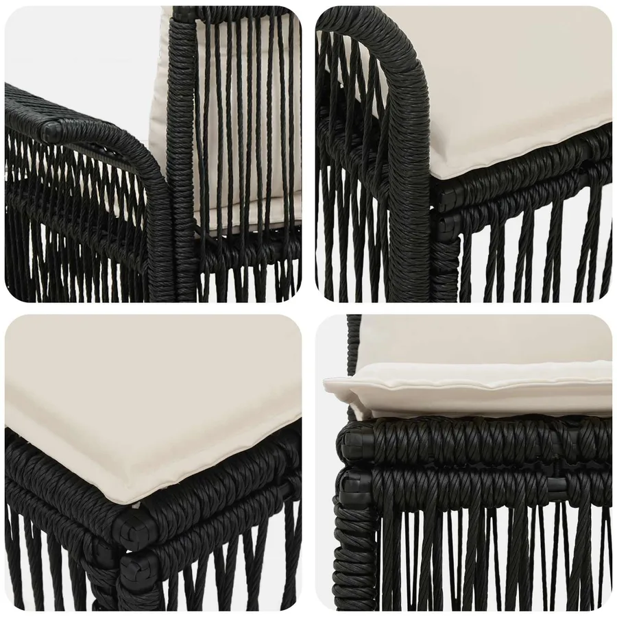 Ensemble de canapé de jardin 12 pcs Noir polyrotin - 5