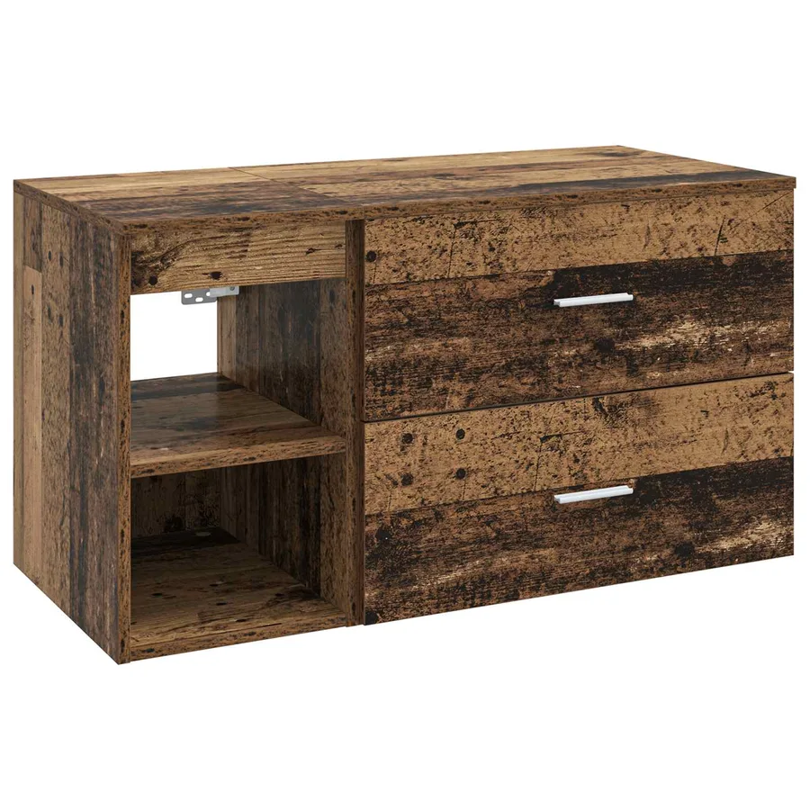 Ensemble de mobilier de salle de bain 2 pcs Bois ancien - 2