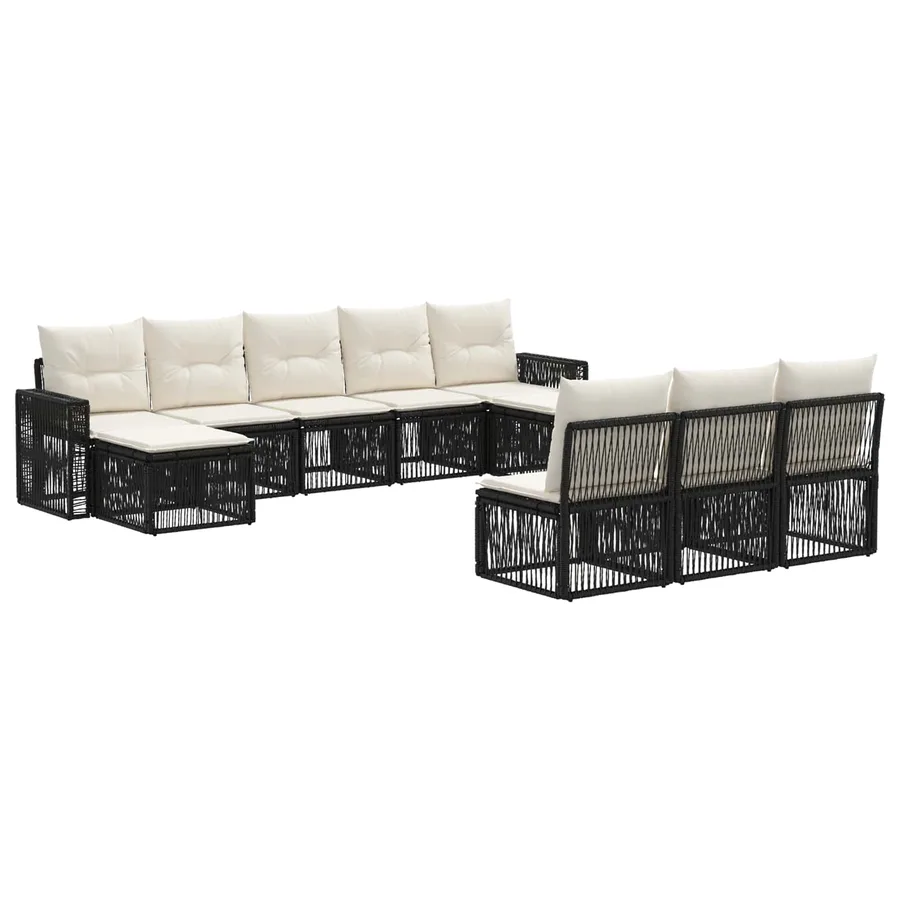 Ensemble de canapé de jardin 10 pcs Noir et blanc crème - 2