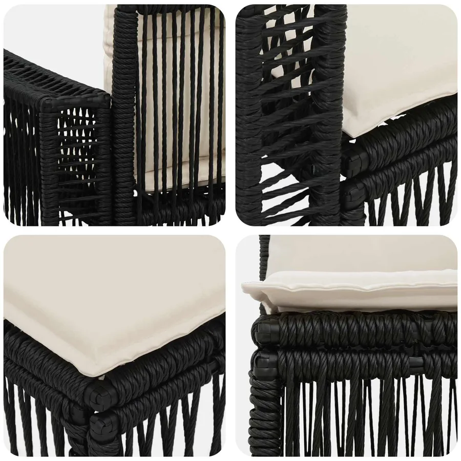 Ensemble de canapé de jardin 11 pcs Noir et blanc crème - 6