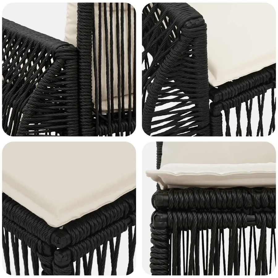 Ensemble de canapé de jardin 11 pcs Noir et blanc crème - 6