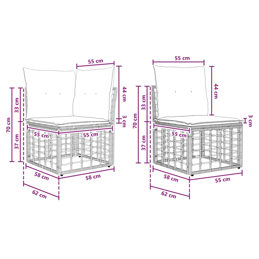 Ensemble de canapés d'extérieur 6 pcs Noir Polyester - 7