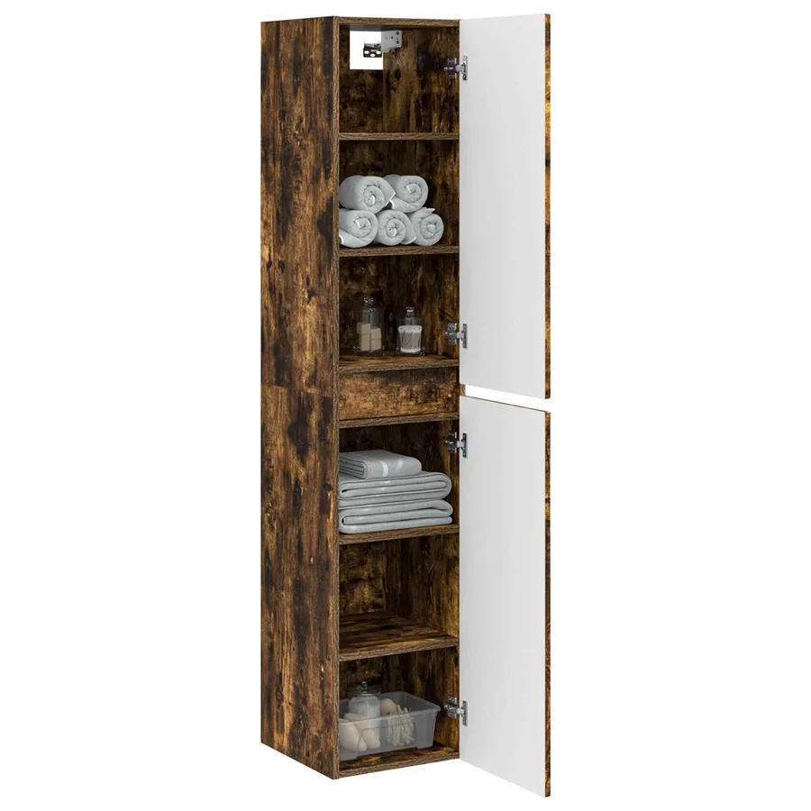 Cabinet de Salle de Bain Mural Chêne fumé 33 x 34,5 x 160 cm - 3