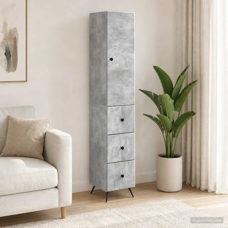 Ensemble de Meubles 2 pcs Gris béton 34,5 x 34,5 x 90 cm