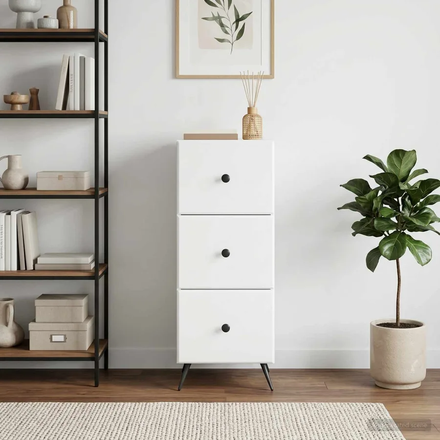 Armoire à tiroirs Blanc 33 x 34,5 x 90 cm Bois d'ingénierie - 4