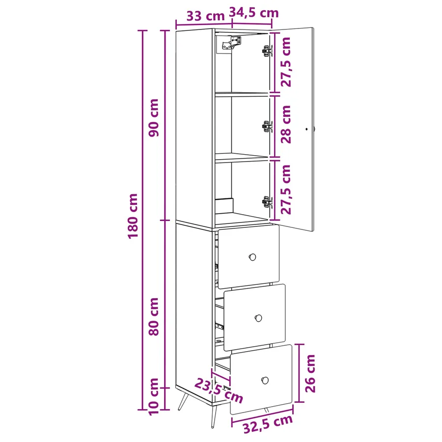 Ensemble de Meubles 2 pcs Noir 34,5 x 34,5 x 90 cm - 9