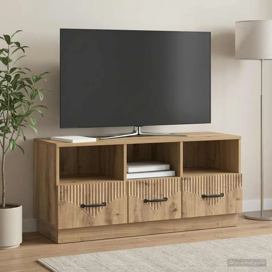 Meuble TV 102 x 34,5 x 47 cm Chêne artisanal Bois d'ingénierie