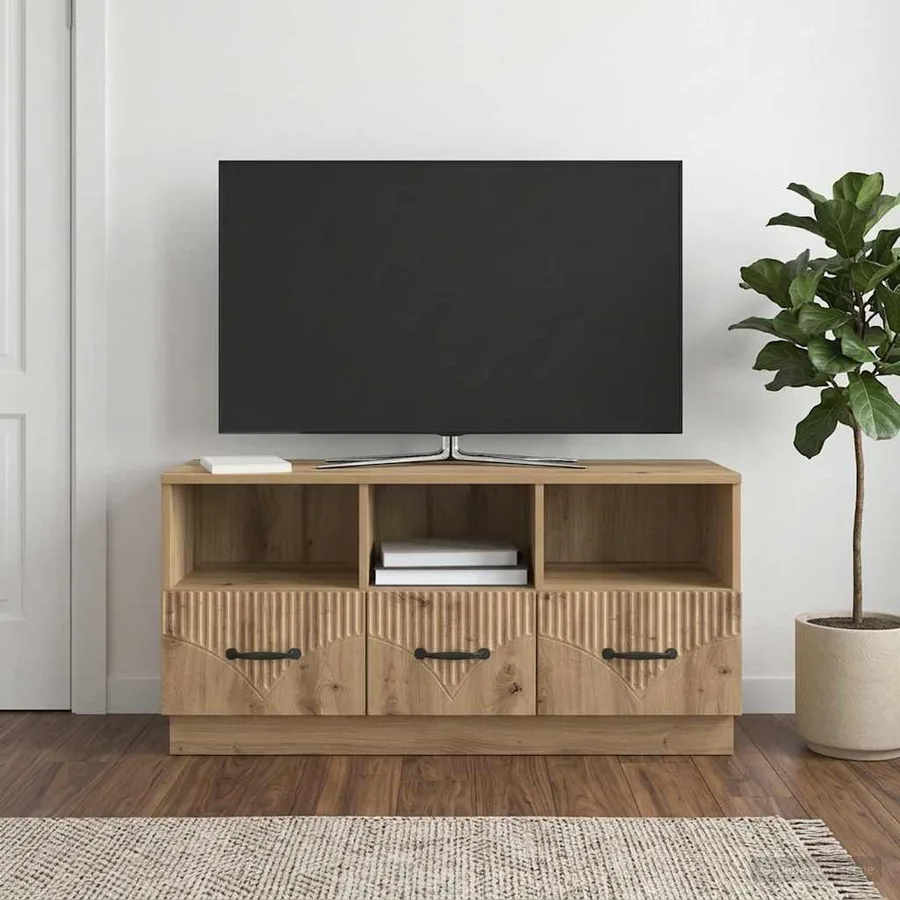 Meuble TV 102 x 34,5 x 47 cm Chêne artisanal Bois d'ingénierie - 4
