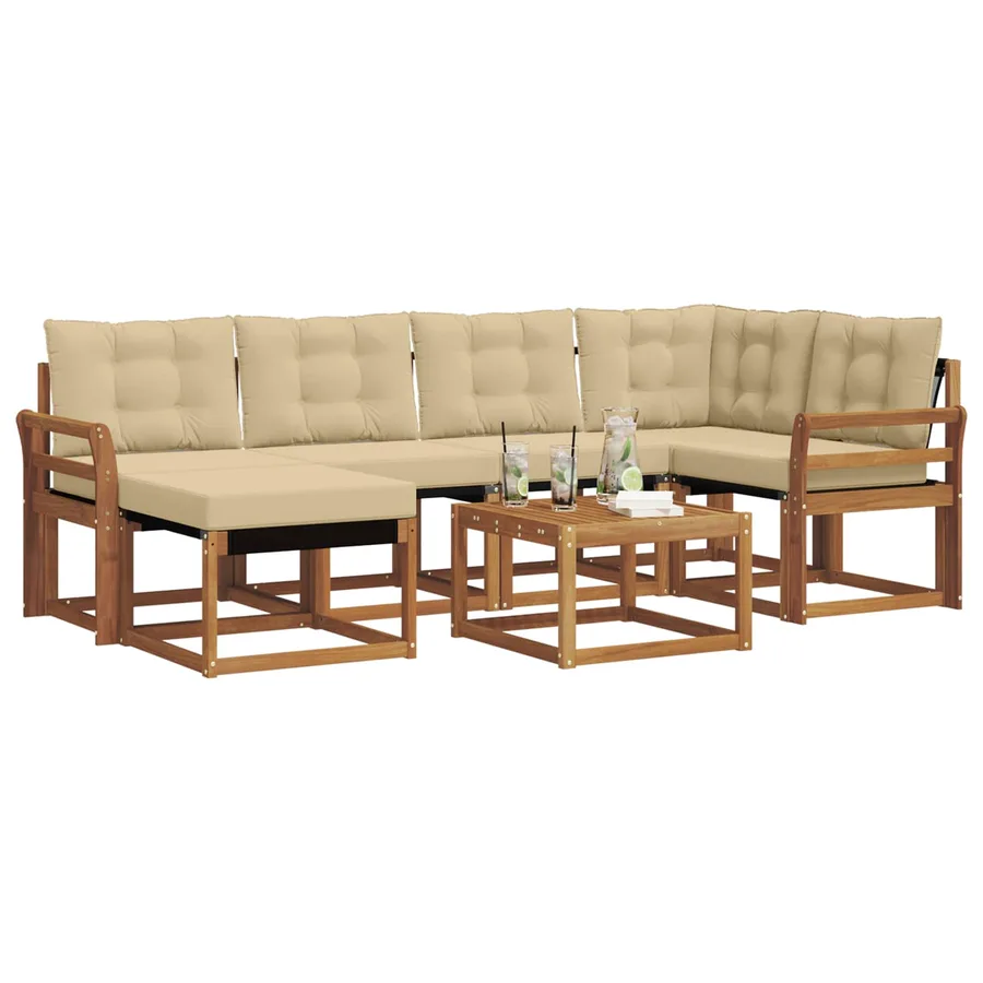 Ensemble de canapés d'extérieur 7 pcs Naturel et Beige - 3