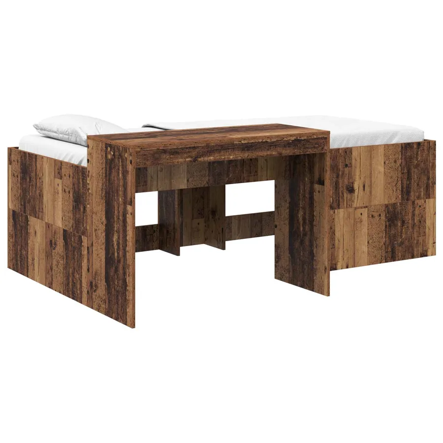Lit haut pour enfants avec bureau Bois ancien 75 x 190 cm - 2