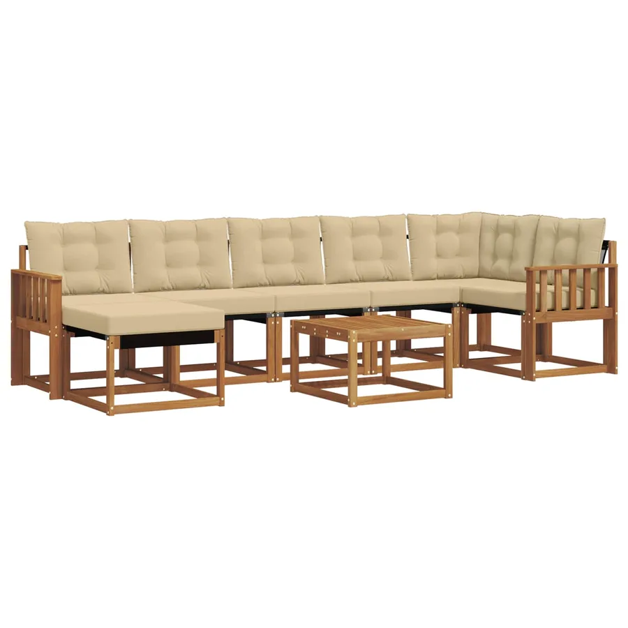 Ensemble de canapés d'extérieur 8 pcs Naturel et Beige - 2