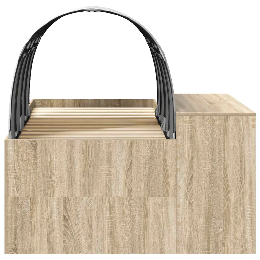 Lit avec Tunnel 3 pc Chêne Artisanal et Blanc Bois d'ingénierie - 7