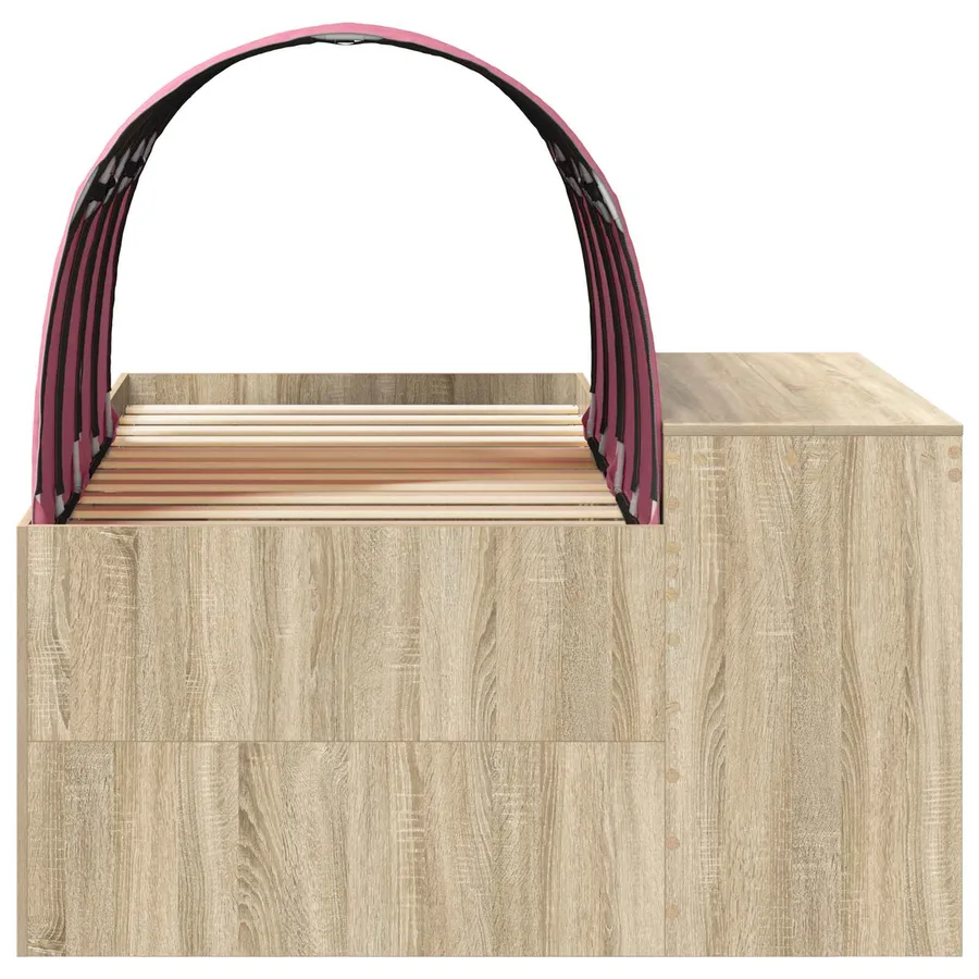 Cadre de lit avec tunnel avec étagère 3 pc Chêne Sonoma et rose - 7