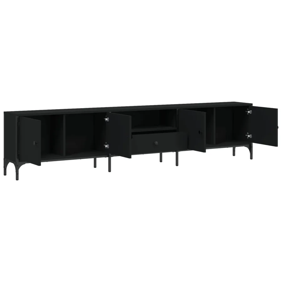 Meuble TV avec tiroir noir 200x25x44 cm bois d'ingénierie - 5
