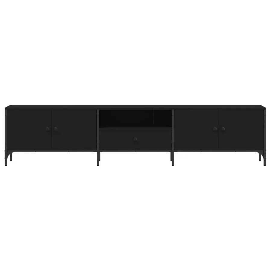 Meuble TV avec tiroir noir 200x25x44 cm bois d'ingénierie - 6