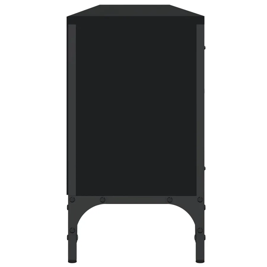 Meuble TV avec tiroir noir 200x25x44 cm bois d'ingénierie - 7