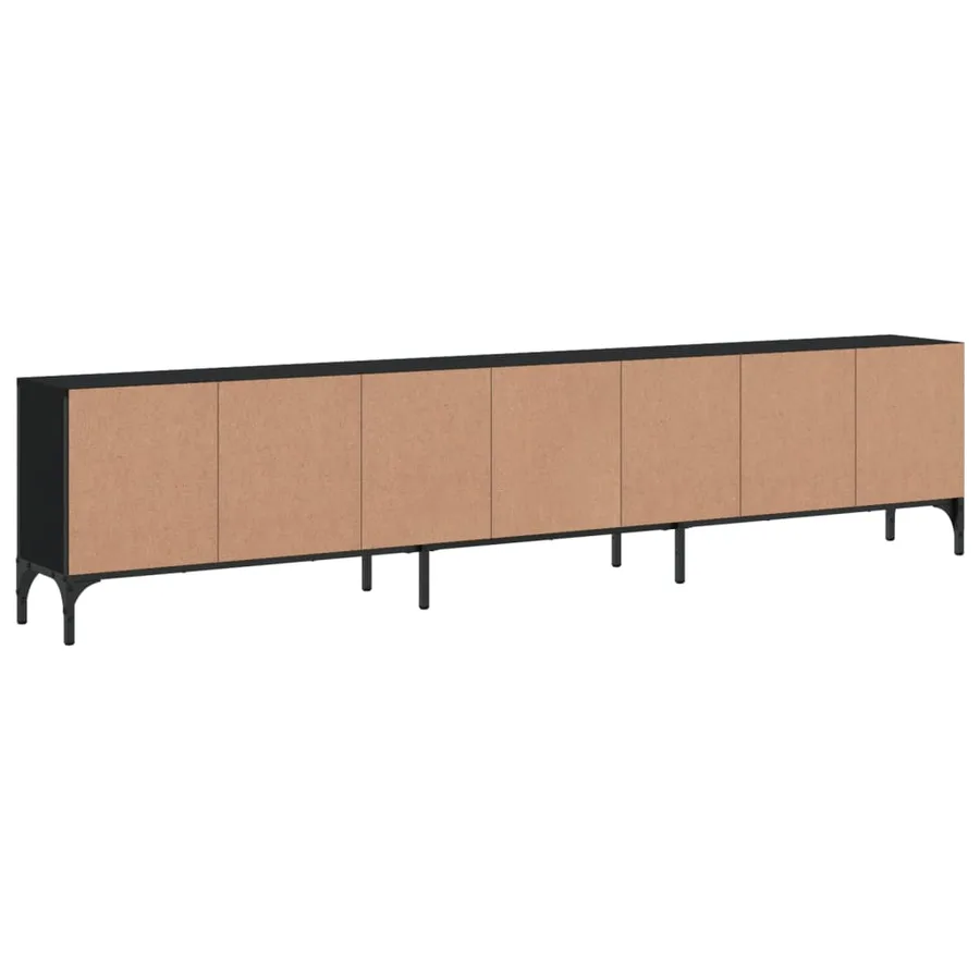 Meuble TV avec tiroir noir 200x25x44 cm bois d'ingénierie - 8