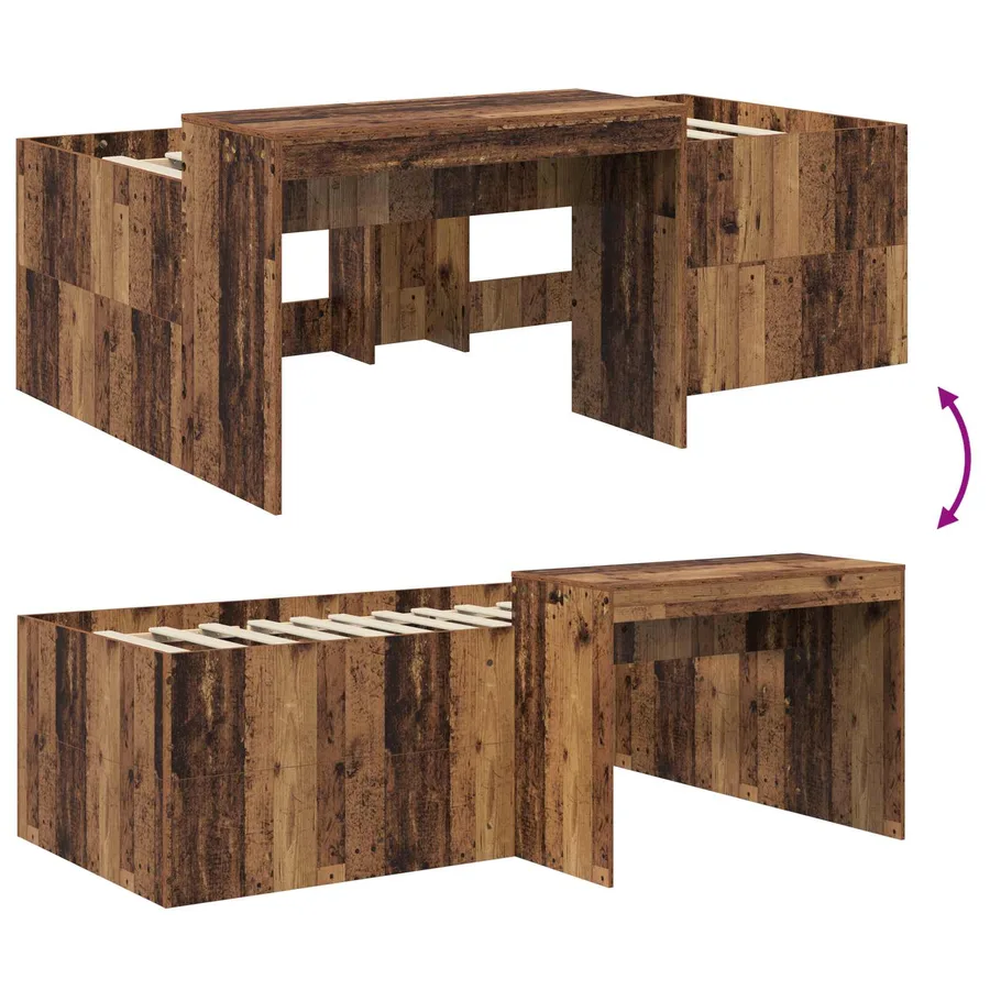 Lit haut pour enfants avec bureau Bois ancien 80 x 200 cm - 8