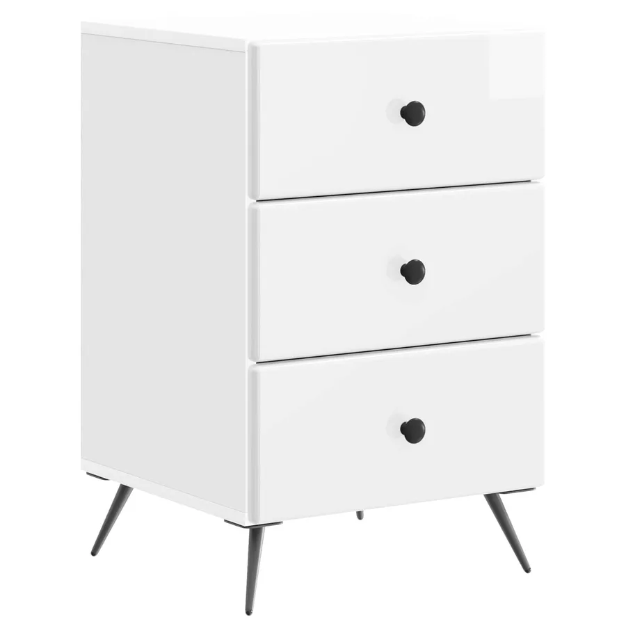 Cabinet de chevet avec tiroir Blanc brillant 43 x 41 x 66,5 cm - 2