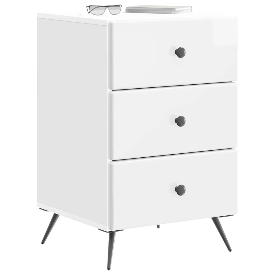 Cabinet de chevet avec tiroir Blanc brillant 43 x 41 x 66,5 cm - 3