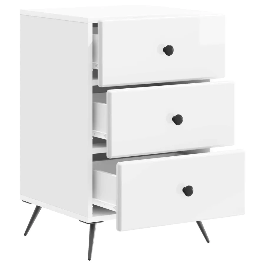 Cabinet de chevet avec tiroir Blanc brillant 43 x 41 x 66,5 cm - 4
