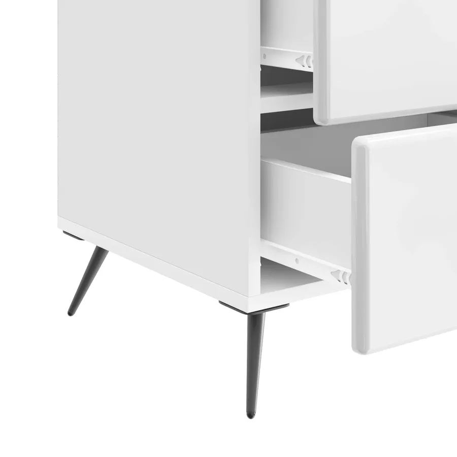 Cabinet de chevet avec tiroir Blanc brillant 43 x 41 x 66,5 cm - 9