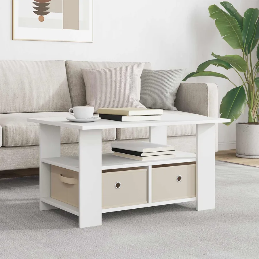 Table basse avec tiroir Blanc 77 x 55 x 42 cm Bois d'ingénierie