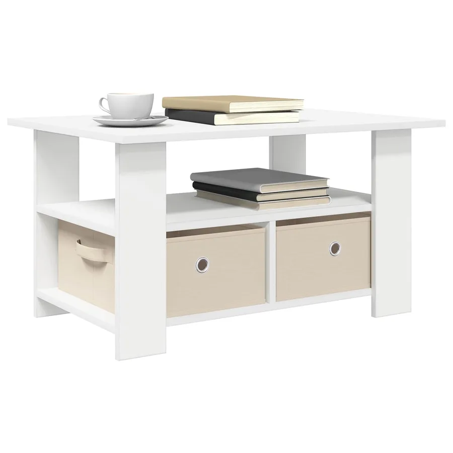Table basse avec tiroir Blanc 77 x 55 x 42 cm Bois d'ingénierie - 3