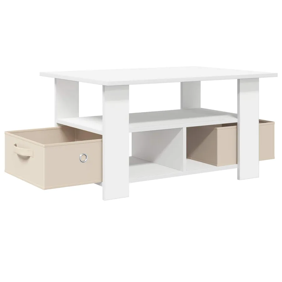 Table basse avec tiroir Blanc 77 x 55 x 42 cm Bois d'ingénierie - 4