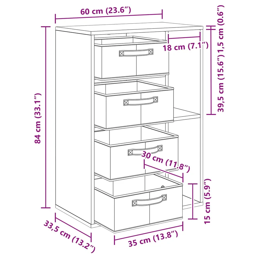 Buffet Gris béton 60 x 33,5 x 84 cm - 14