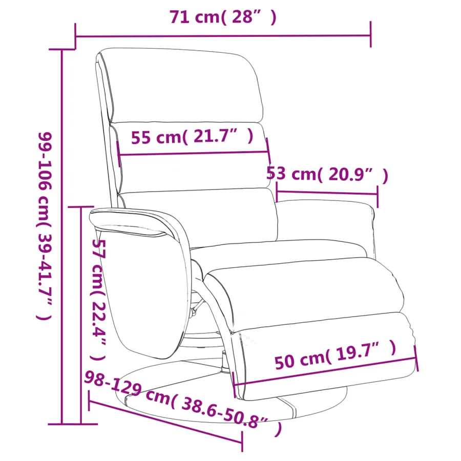 Fauteuil inclinable avec repose-pieds cappuccino similicuir - 9