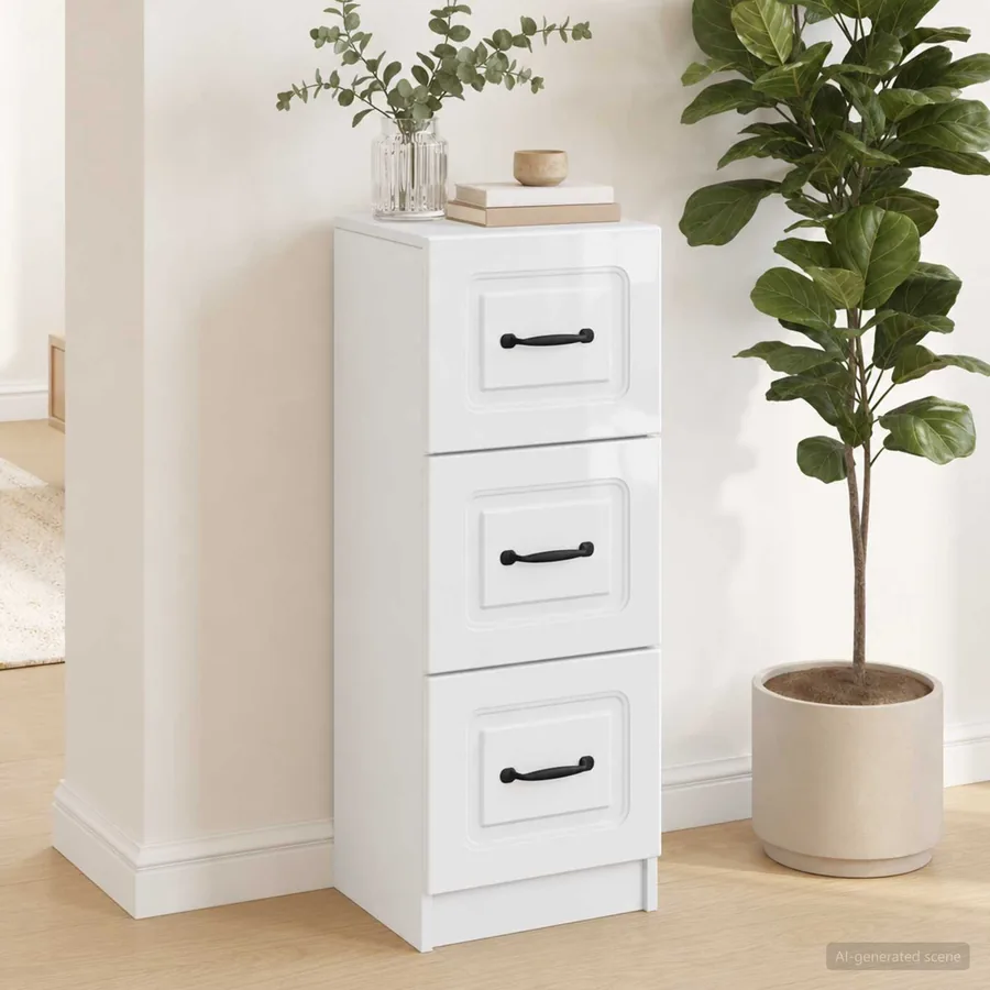 Armoire à tiroirs Blanc brillant 33 x 34,5 x 87 cm