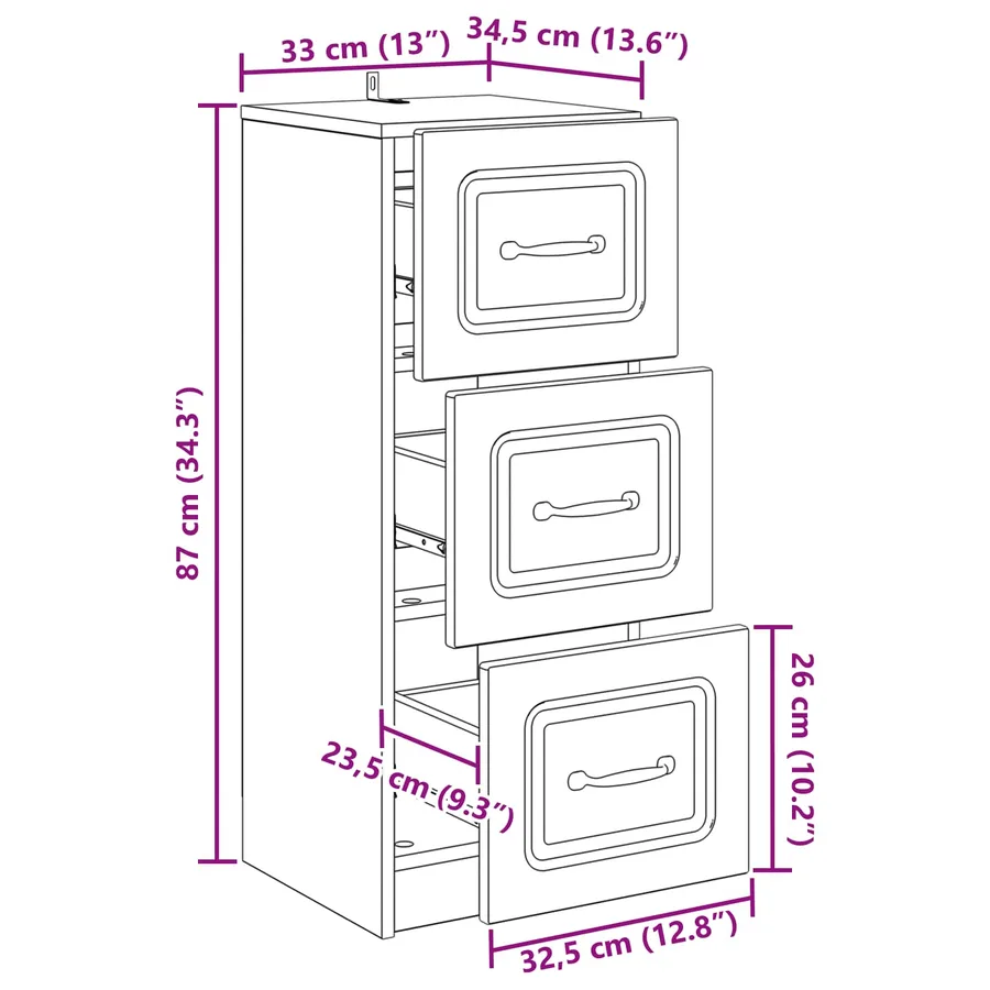 Armoire à tiroirs Blanc brillant 33 x 34,5 x 87 cm - 12